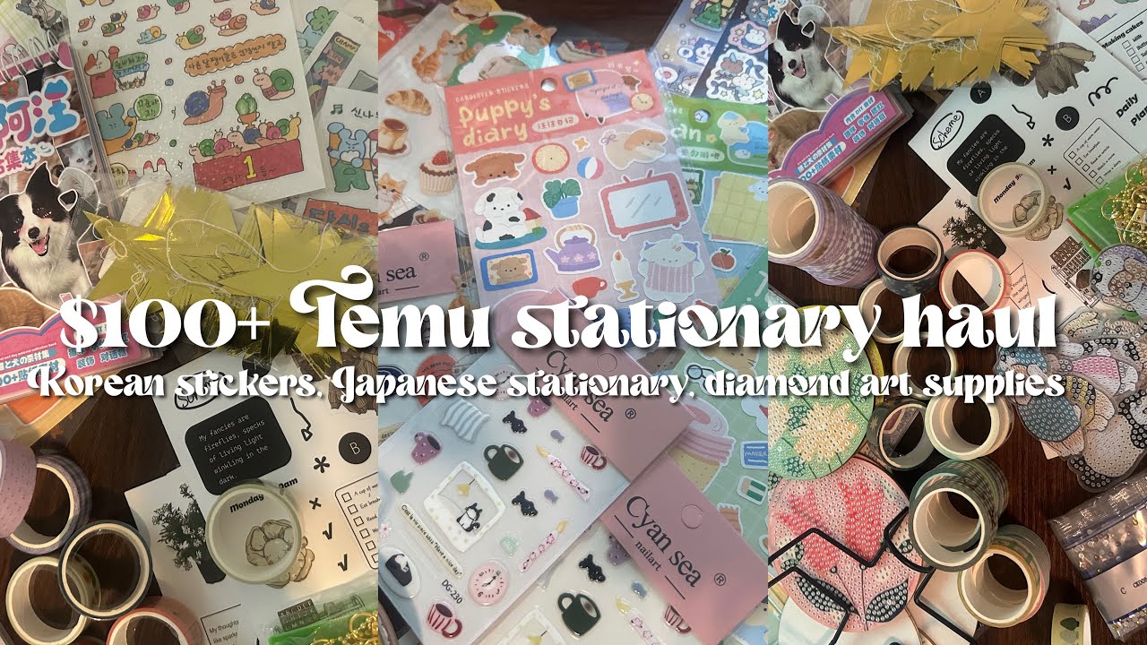 $100+ temu stationary haul / korean stickers, washi tape, stationary from japan