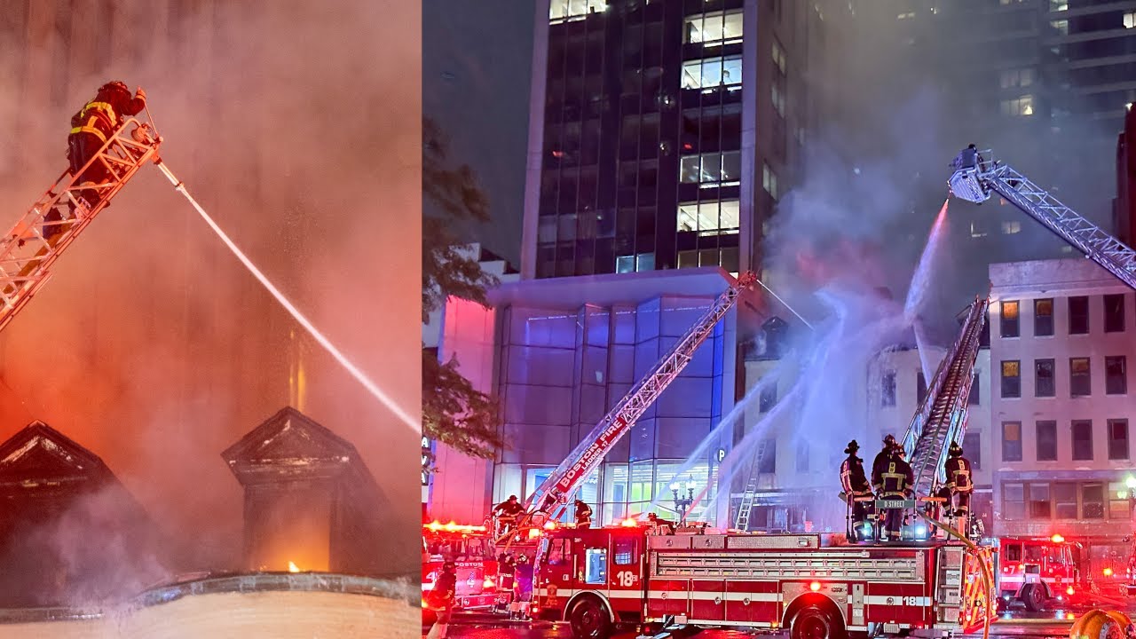 **MAJOR Fire Destorys HISTORIC Boston Building** 4th Alarm Box 148 -- Fire in the Jacob Wirth Bld