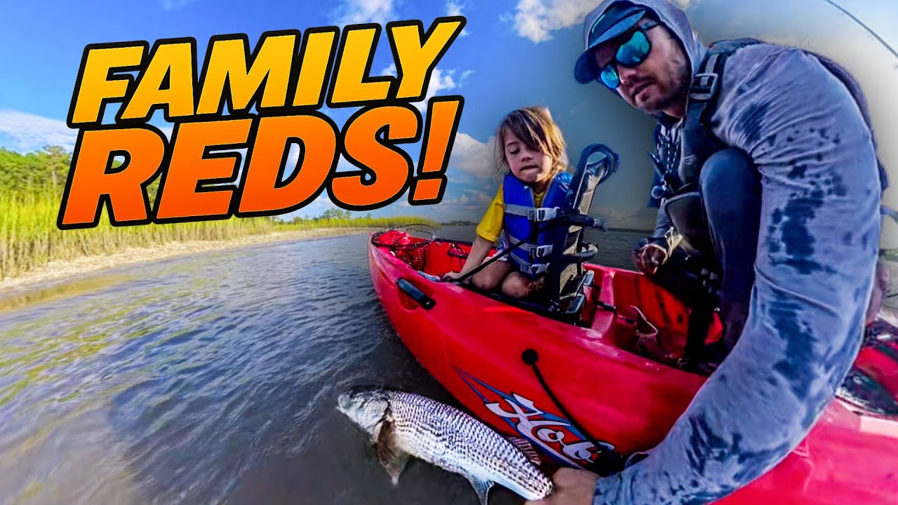 Father–Daughter Kayak Fishing for Big Redfish in Charleston