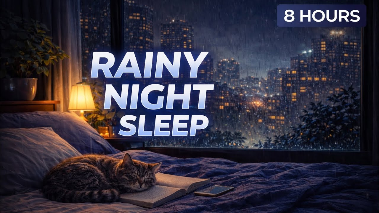 8 Hours Rain Sounds + Sleep Lofi | All Night Deep Sleep Music