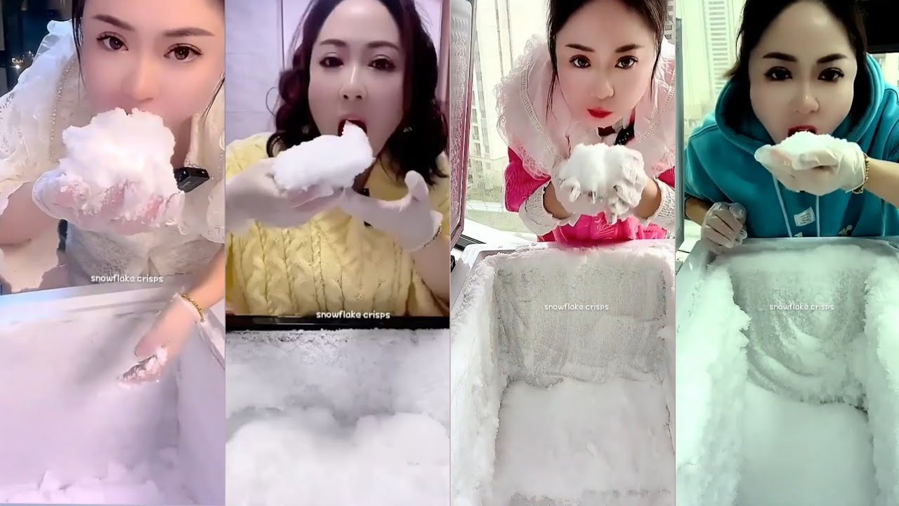 ASMR white ice eating only bites part 1