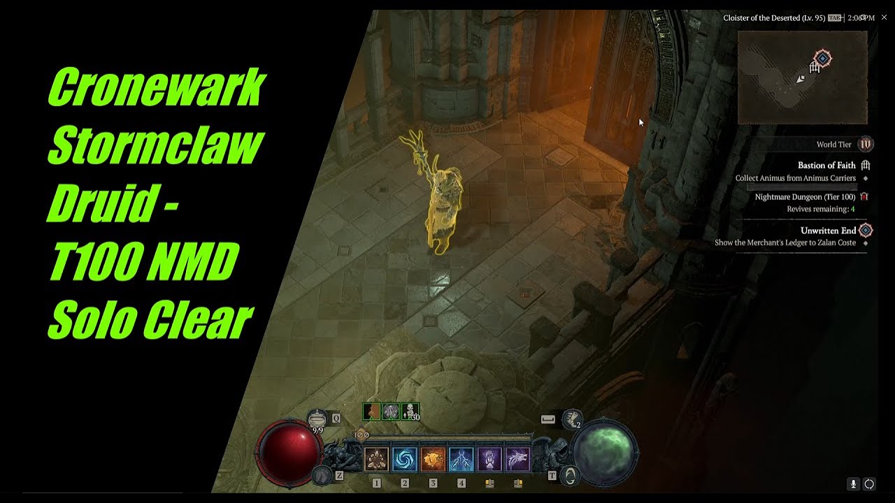 Cronewark Stormclaw Druid Build (v1) - T100 NMD Solo Clear - Diablo 4 - Season 1 - Patch 1.1.2