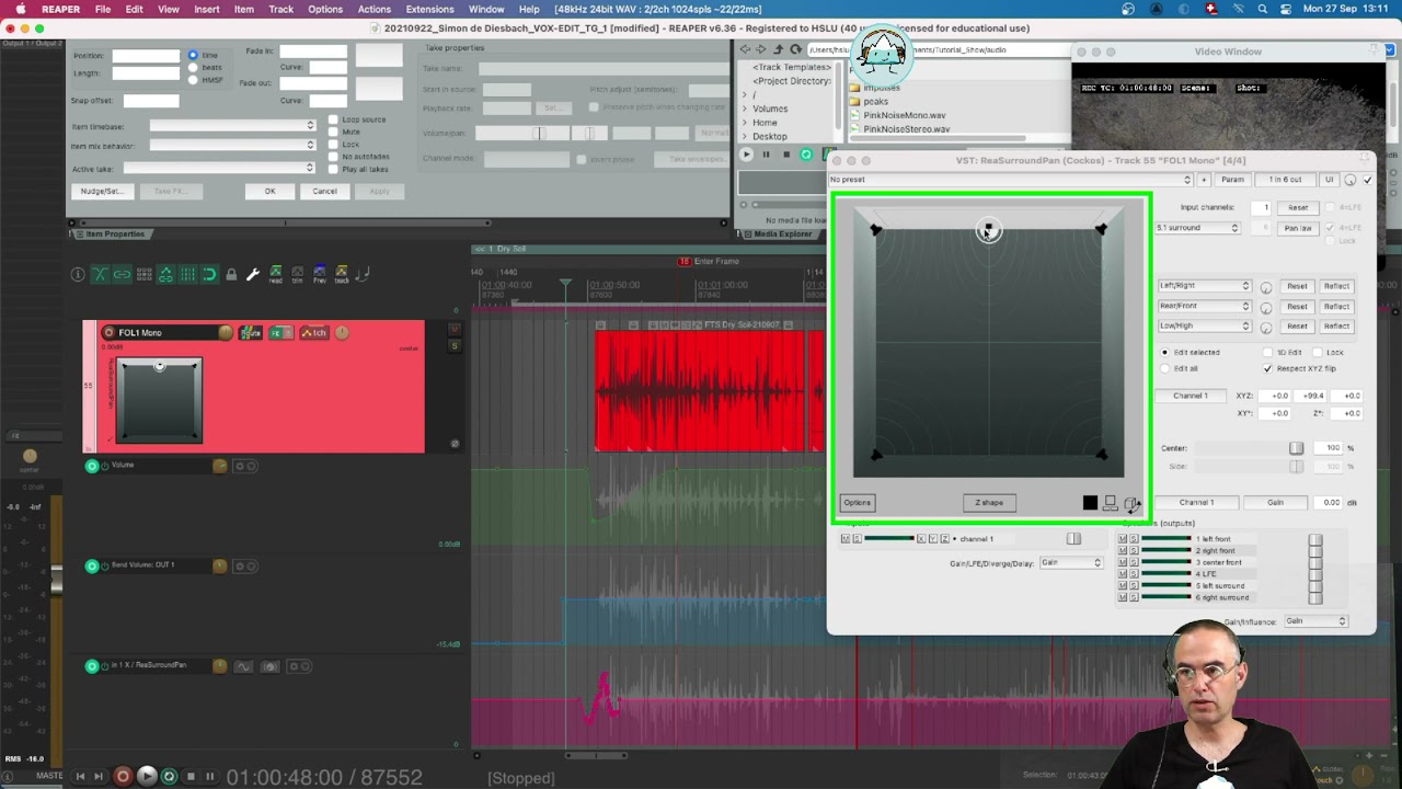 2021 Reaper Tutorial 4f - Surround in Reaper - Read Touch and Latch Preview Automation