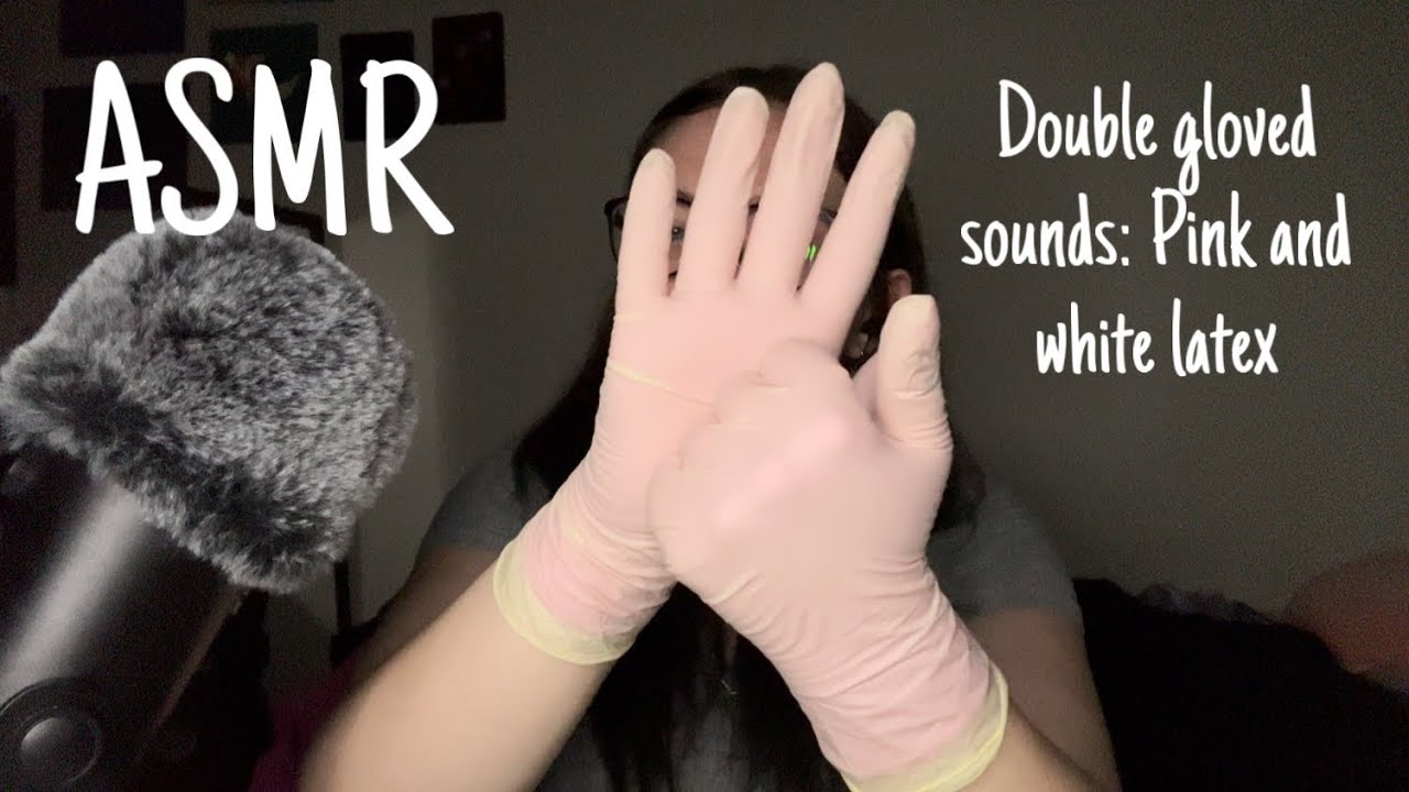 ASMR Double gloved!! Pink and white latex gloves 
