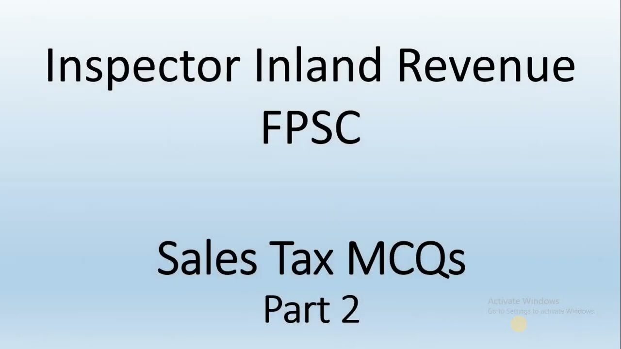 Sales Tax MCQs | Part 2 |  Inspector Inland Revenue preparation |10 Most Important MCQs|