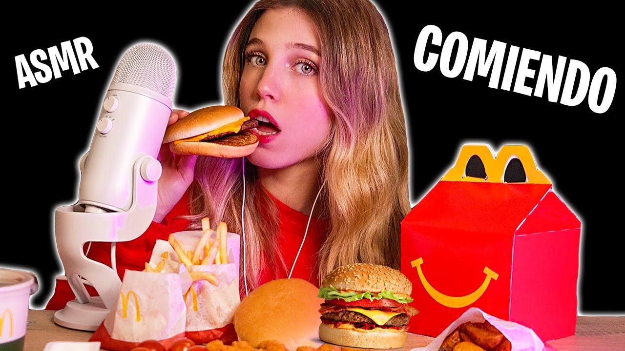 ASMR COMIENDO MCDONALDS 🍔 CRUJIENTE Y RELAJANTE (Mouth sounds) Comiendo todos los menús Happy Meal 🍟