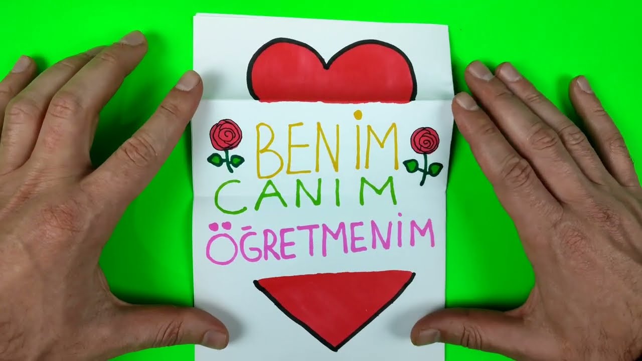 Çok Kolay Öğretmenler Günü İçin Sürpriz Kart Resmi Yapımı, Öğretmenler Günü İçin Hediye Resmi Yapımı