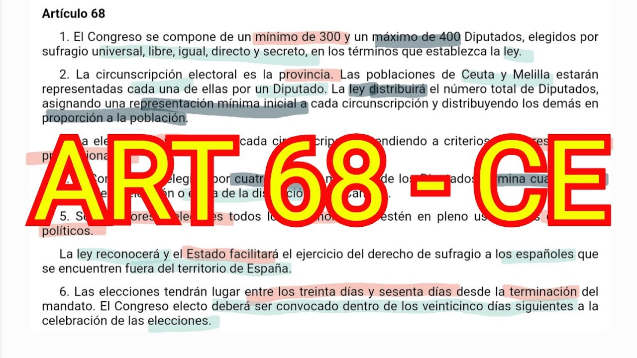 ARTÍCULO 68 - Constitución Española - Congreso de los Diputados - OPOSICIONES