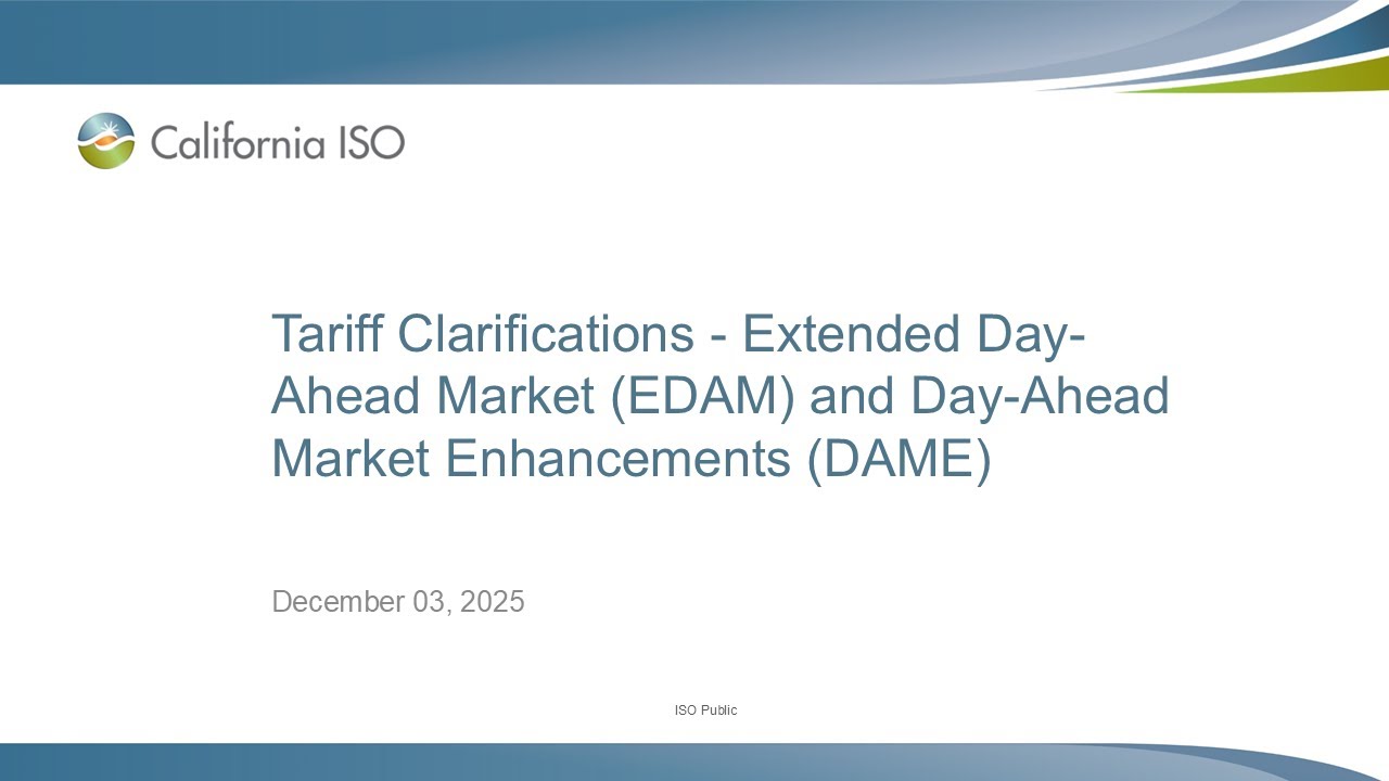 Dec 03, 2025 - Tariff Clarifications - EDAM and DAME