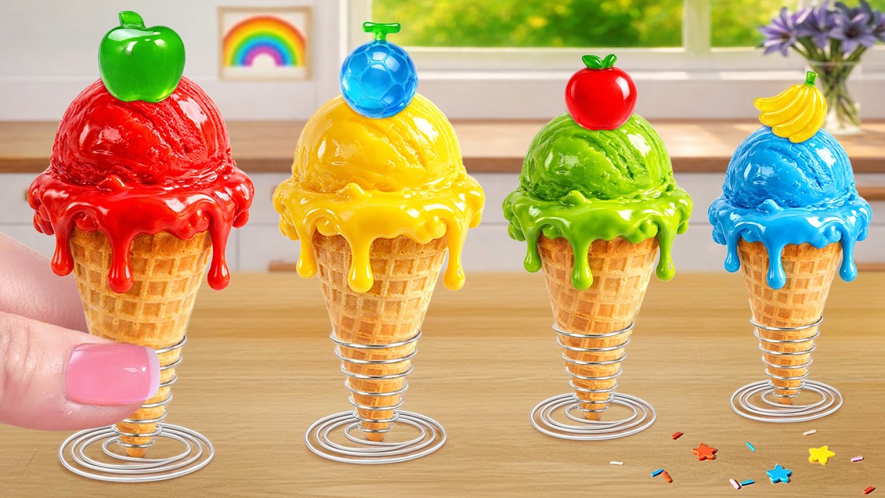 Fruit Ice Cream Cone 🍦 Satisfying Mini Rainbow Fruit Ice Cream Cone 🍦Tiny Cake Master