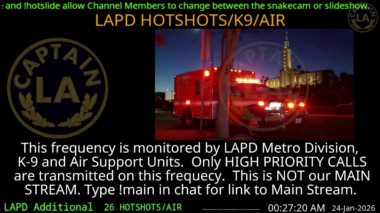 23-Jan-2026 LAPD HOTSHOTS - LA Police Scanner High Priority Calls - LA Captain ARCHIVE  -