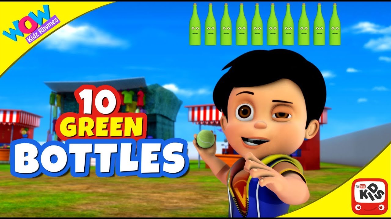 Ten Green Bottles with Vir: The Robot Boy | COUNT NUMBERS & PLAY GAMES by WowKidz Rhymes