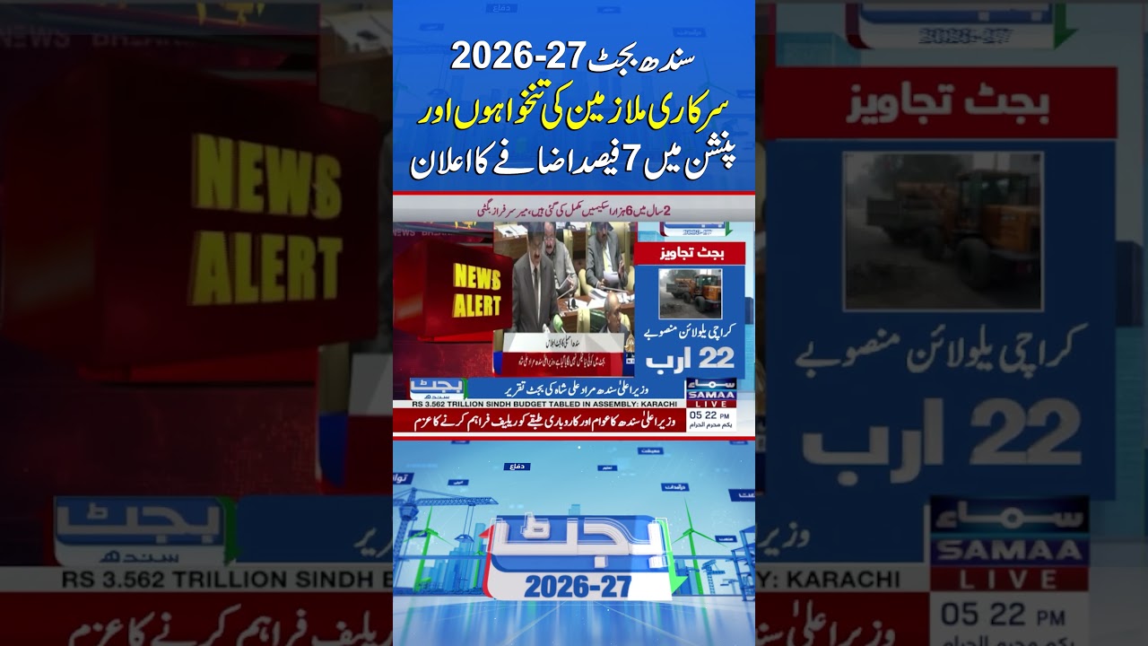 Sindh Budget 2026-27: 7% Increase Announced in Salaries and Pensions of Govt Employees | Samaa TV