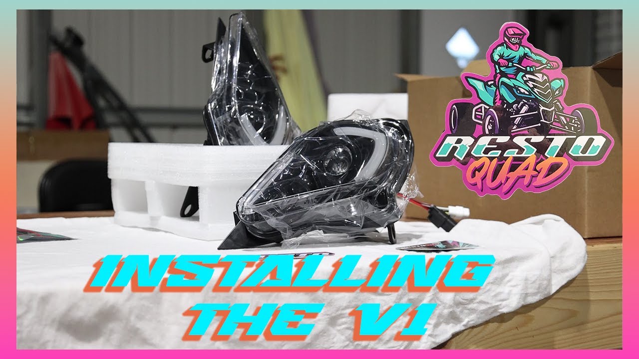Installing the Brand New Resto Quad  headlights on my Raptor 700R