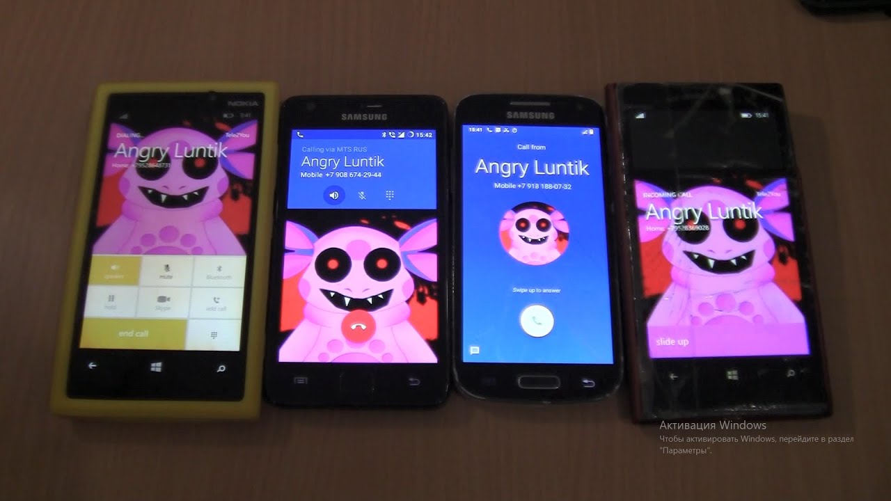 angry luntik Incoming call&Outgoing call at the Same Time Samsung Pocket Neo+S2 S4 mini+Nokia Lumia