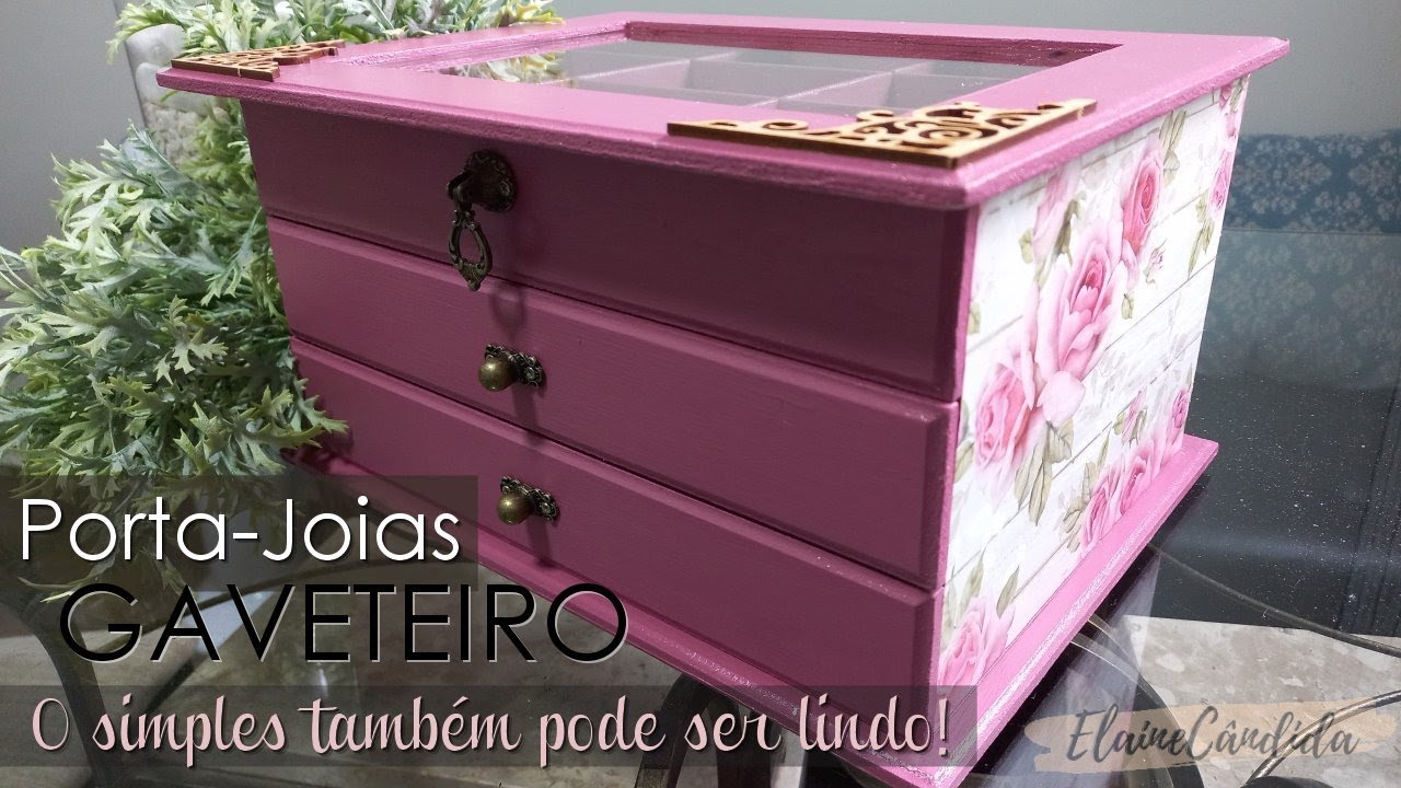 Artesanato em MDF - Gaveteiro porta-joias de MDF, decorado com scrap... Simples e lindo!