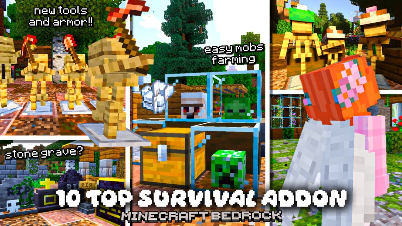 TOP 10 Most Useful Survival Addons for Minecraft Bedrock/MCPE 1.21+ (2025 Update!)