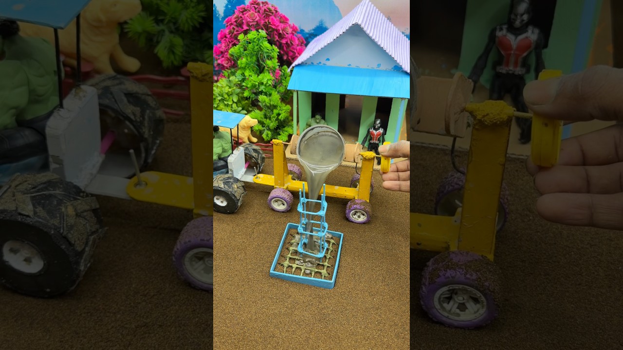 😱 Amazing Mini Tractor Pillar Making | Construction Machine Project ! #shorts #youtubeshorts