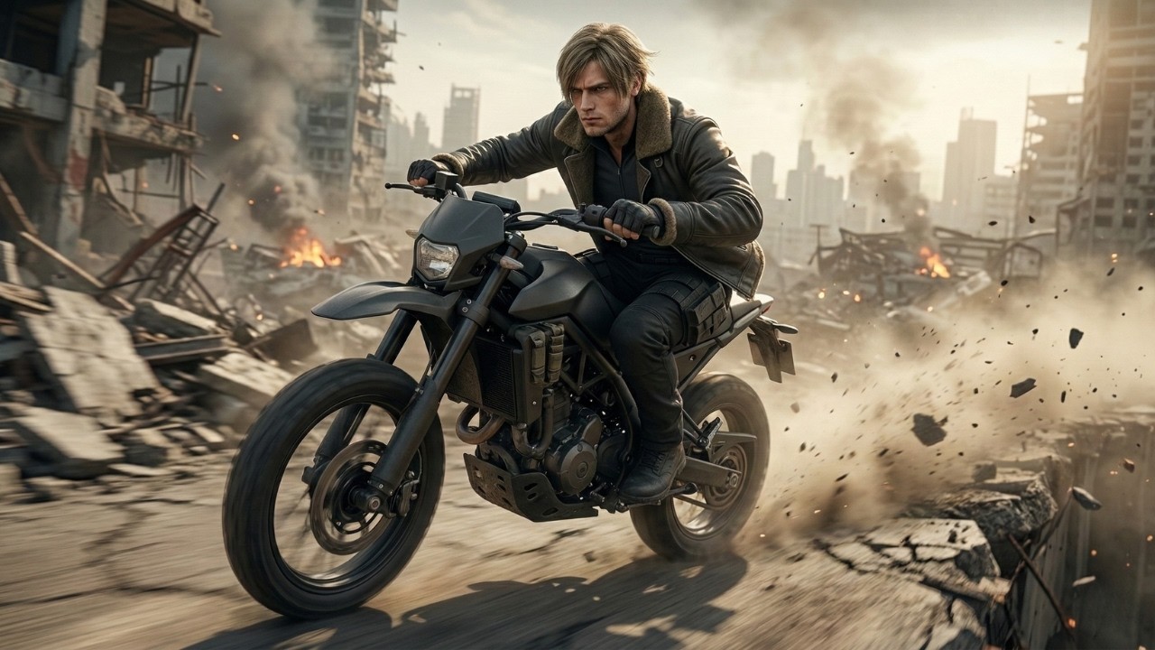 Leon vs Victor Gideon – Epic Cinematic High-Speed Bike Chase | Resident Evil Requiem (2026)