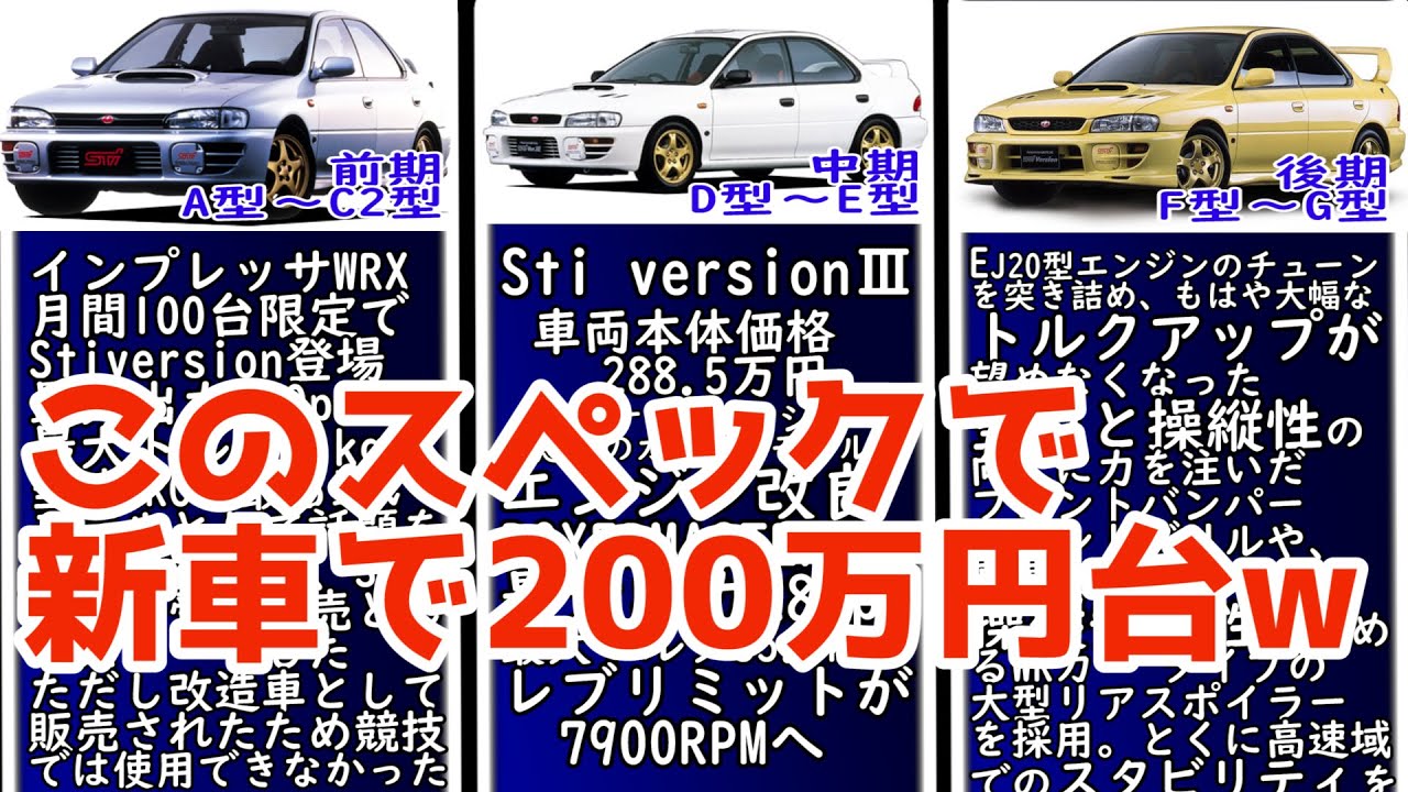 【GC8インプレッサ】発売からモデルごとにざっくりまとめてみた