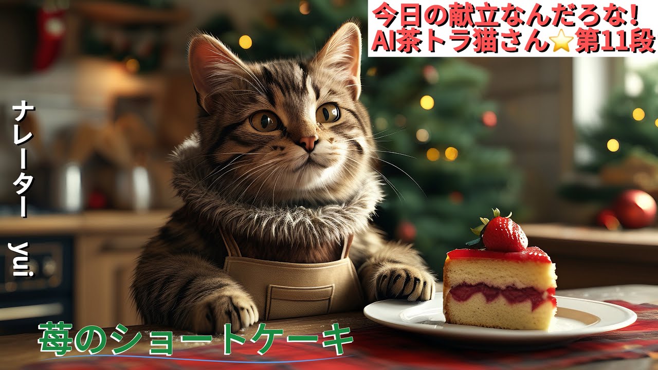 AI茶トラ猫さんの苺のショートケーキ作り