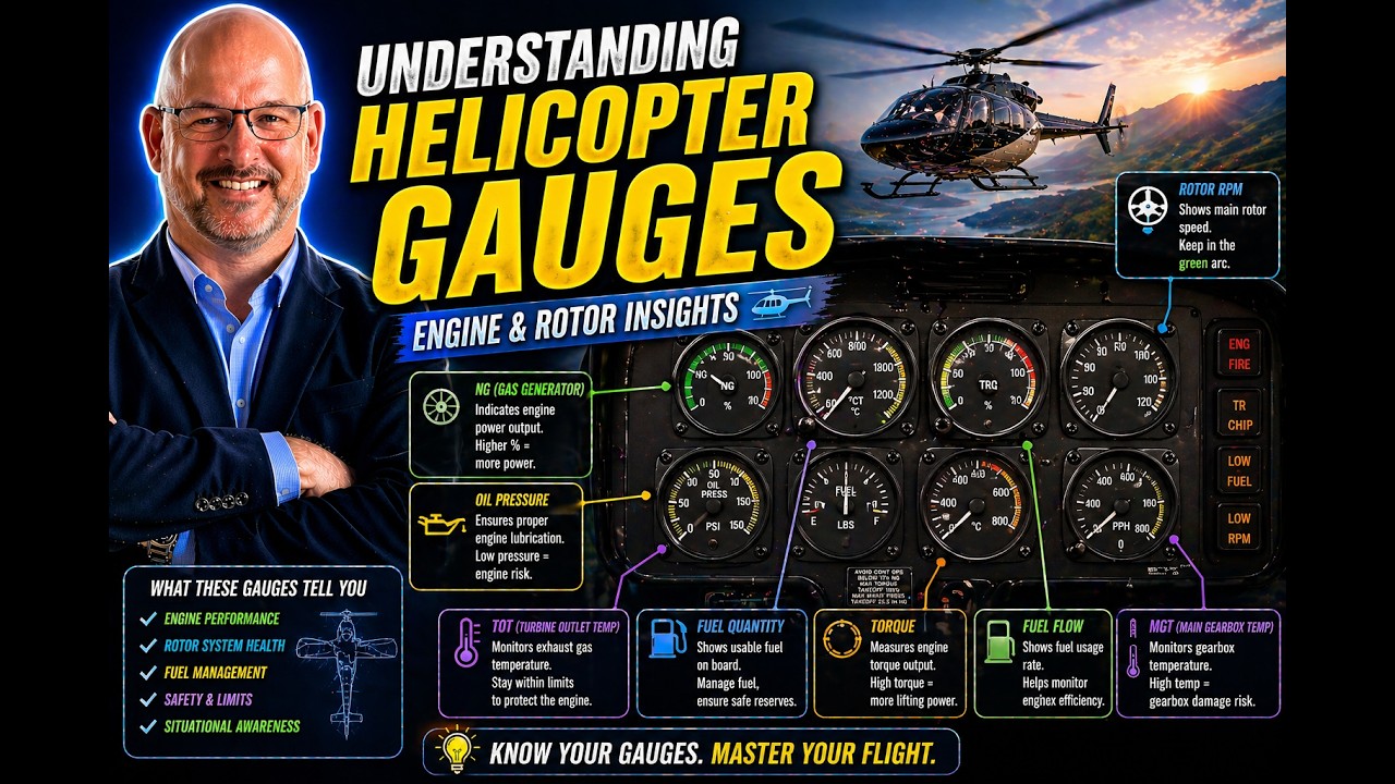 Helicoptor Lesson in 15 minutes. Understanding Helicopter Gauges  Engine and Rotor Insights ✈️