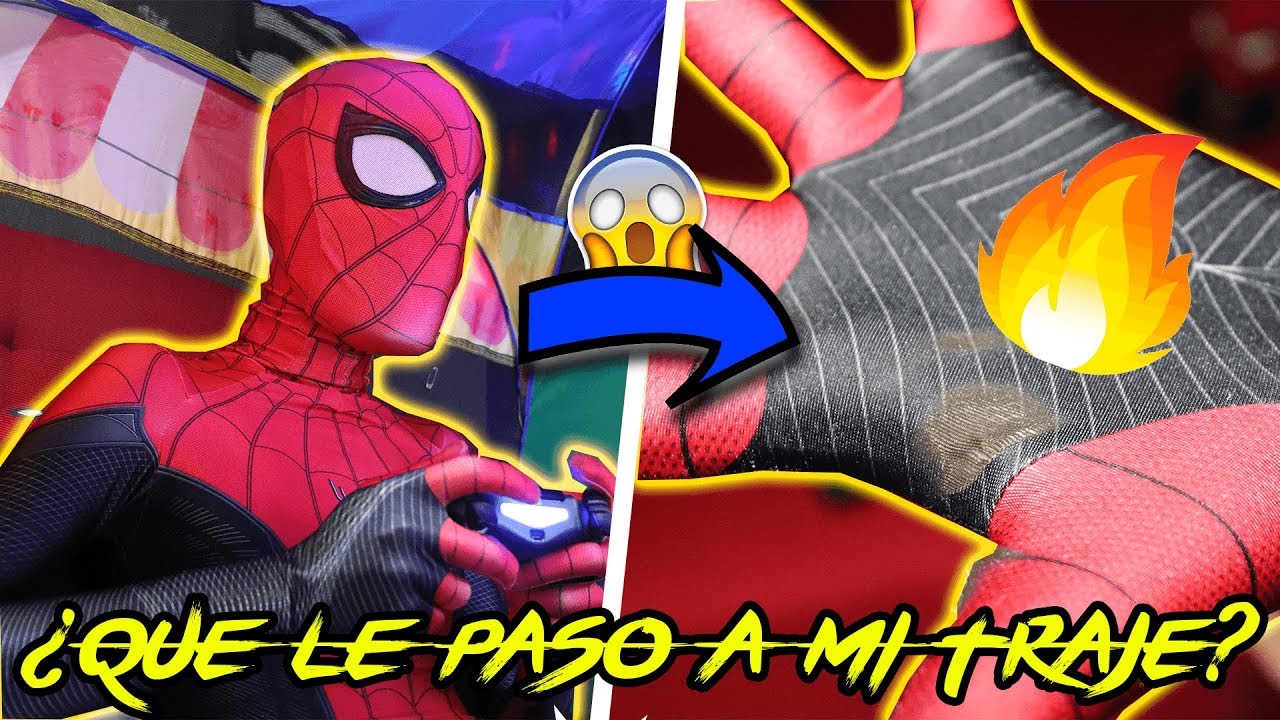 MI TRAJE DE SPIDER MAN FAR FROM HOME SE QUEM0!/ MY SPIDER MAN FAR COSTUME FROM HOME IS BURN3D
