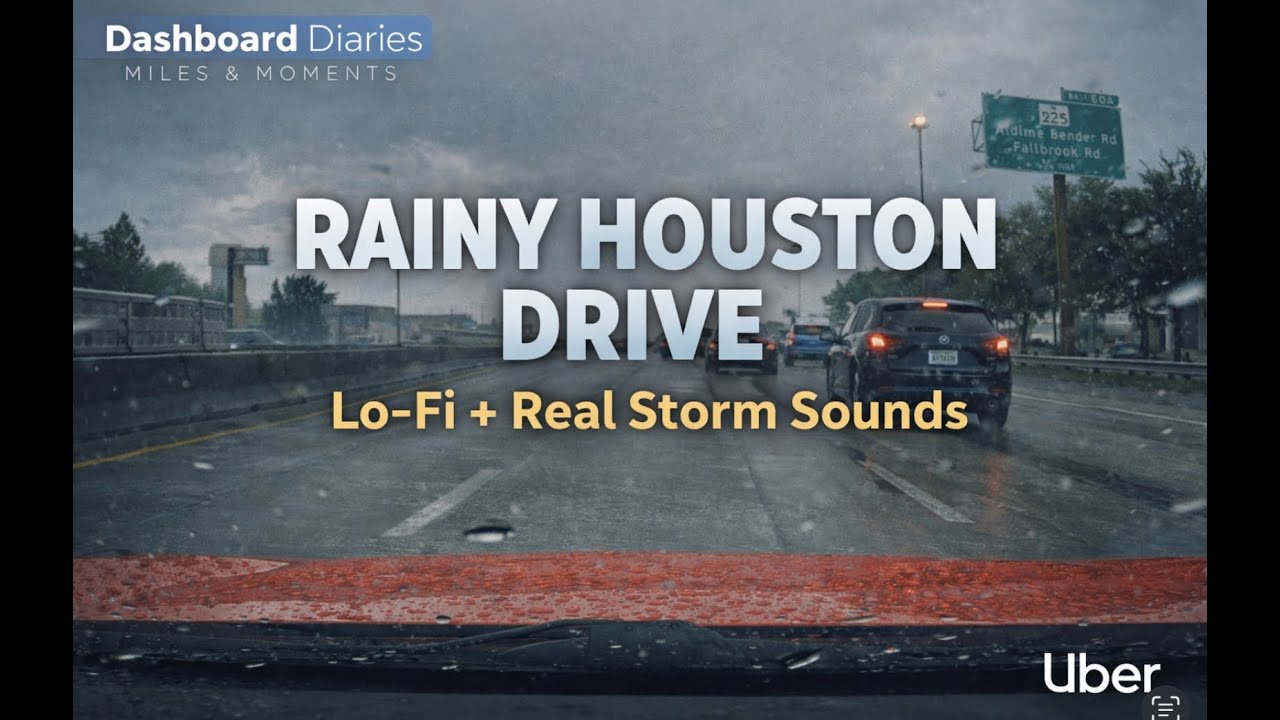 Rainy Houston Drive — Lo-Fi + Real Storm Sounds (30 Min)