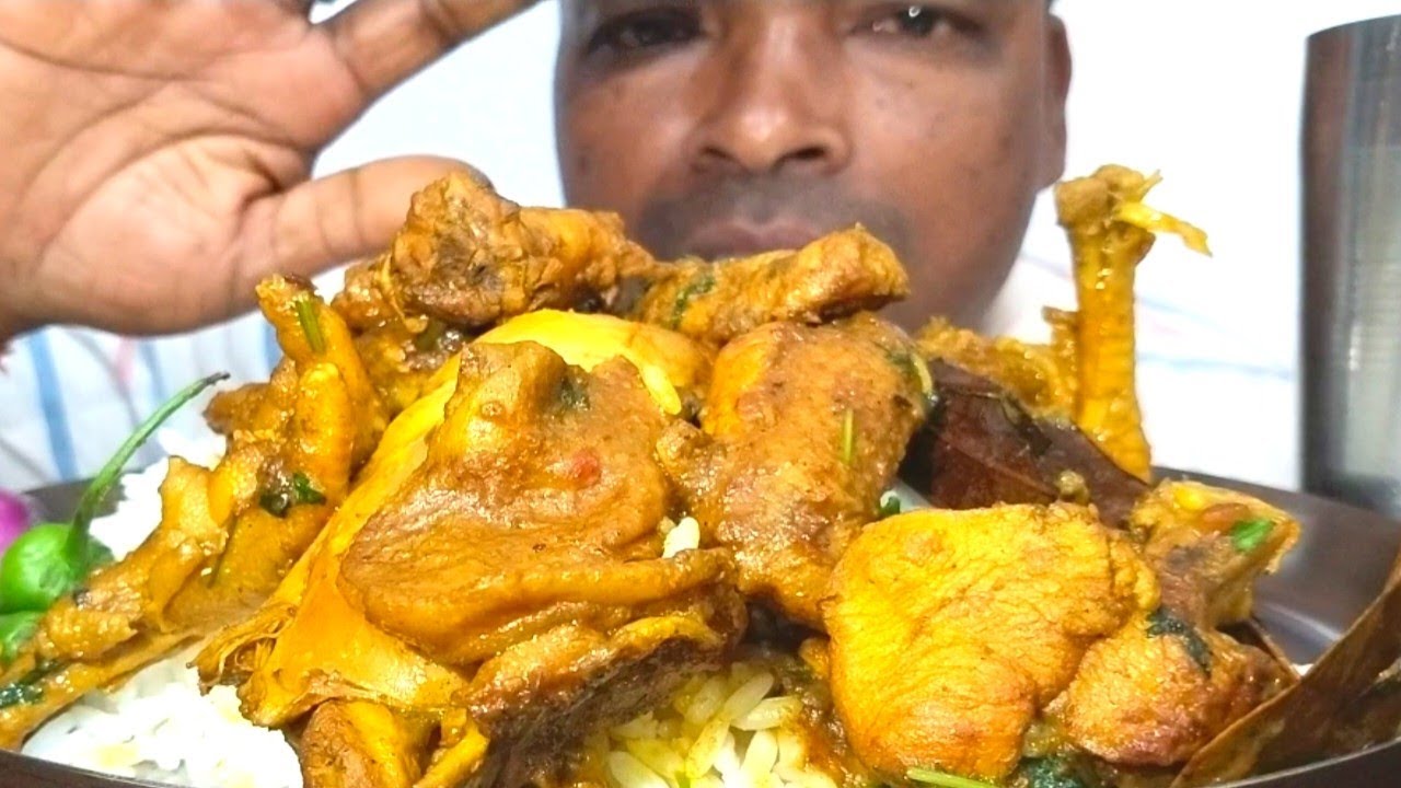 SPICY AND CRISPY CHICKEN CURRY MUKBANG VIDEO.
