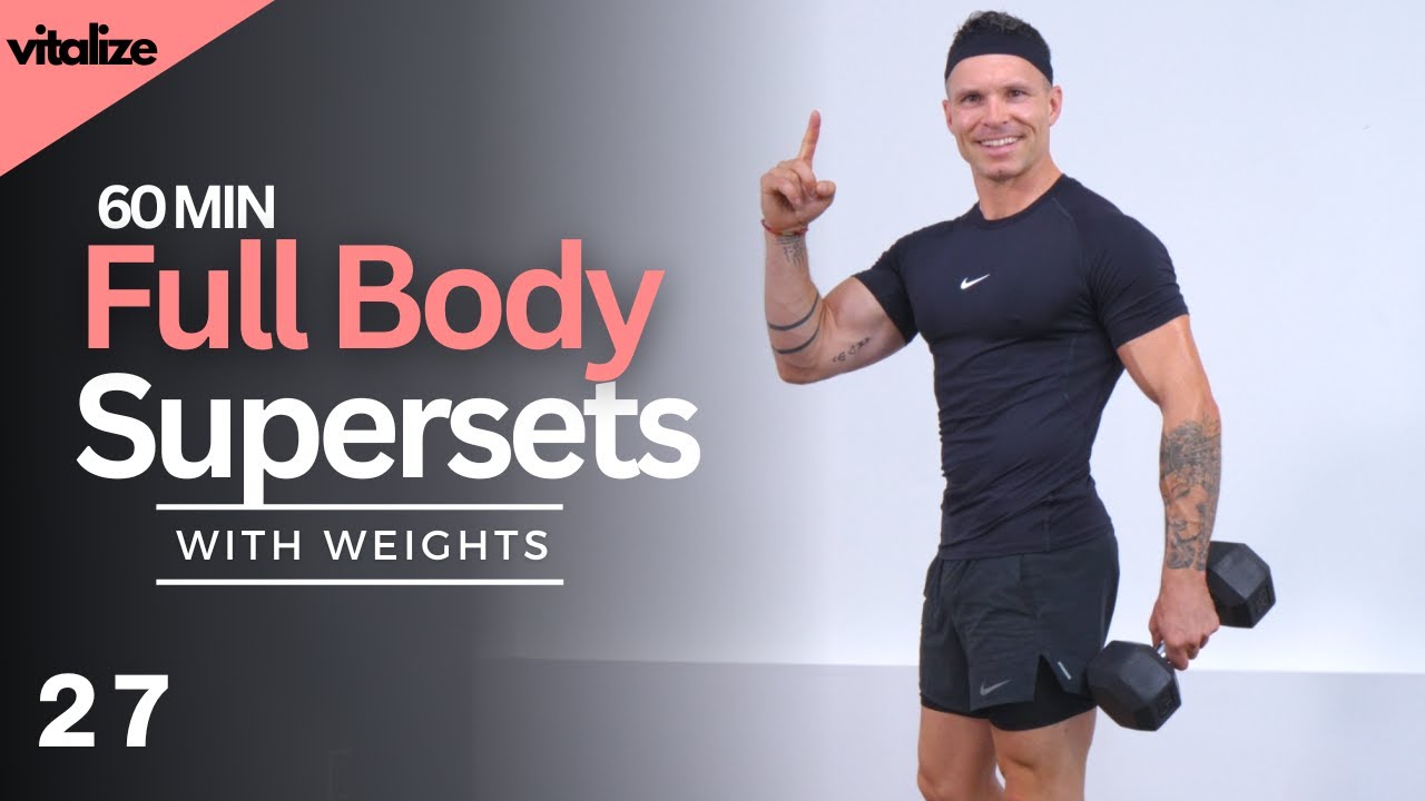 1 Hour FULL BODY DUMBBELL WORKOUT | SUPERSETS | Total Body Strength Training