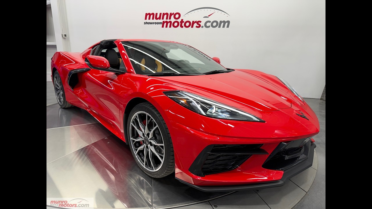 2024 Corvette 3LT Coupe 6.2L V8 495hp FrontLift NPP Forged Wheels Torch Red on Natural/Black 2223kms