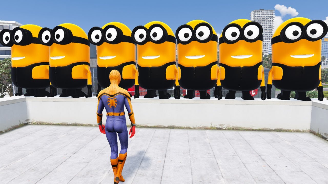 GTA 5 Epic Ragdolls RED SPIDERMAN VS RED MINION VS GREEN MINIONEuphoria Physics & Funny Fails 04