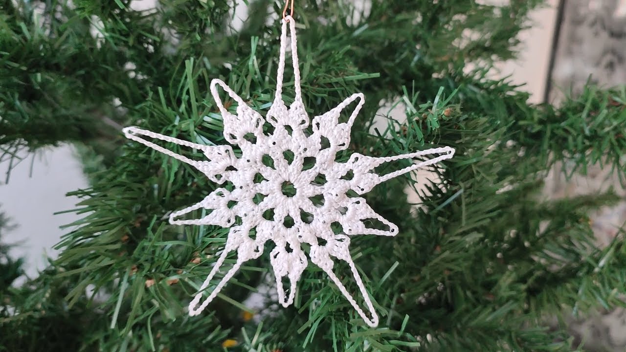 How to crochet Snowflake/Star, Christmas crochet - Cum sa crosetam un Fulg de Nea/Stea