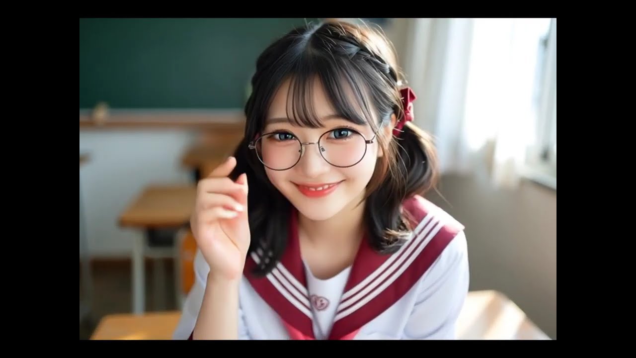 妄想キャンパス　もしも校則でメガネ着用が義務化されたなら (AI Movie) #aianimation #aiart #コスプレ #lookbook #cute #jk #制服  #セーラー服