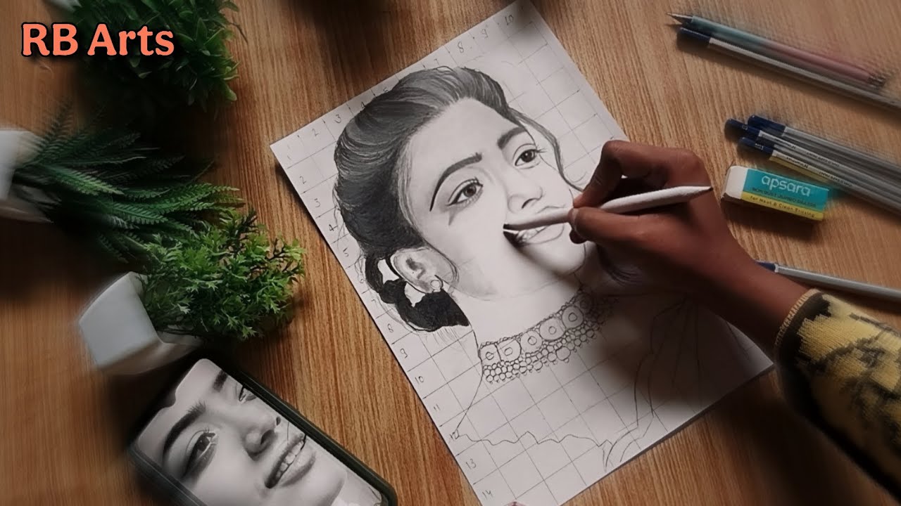 “Rashmika Mandanna Pencil Drawing | RB Arts | Realistic Sketch”
