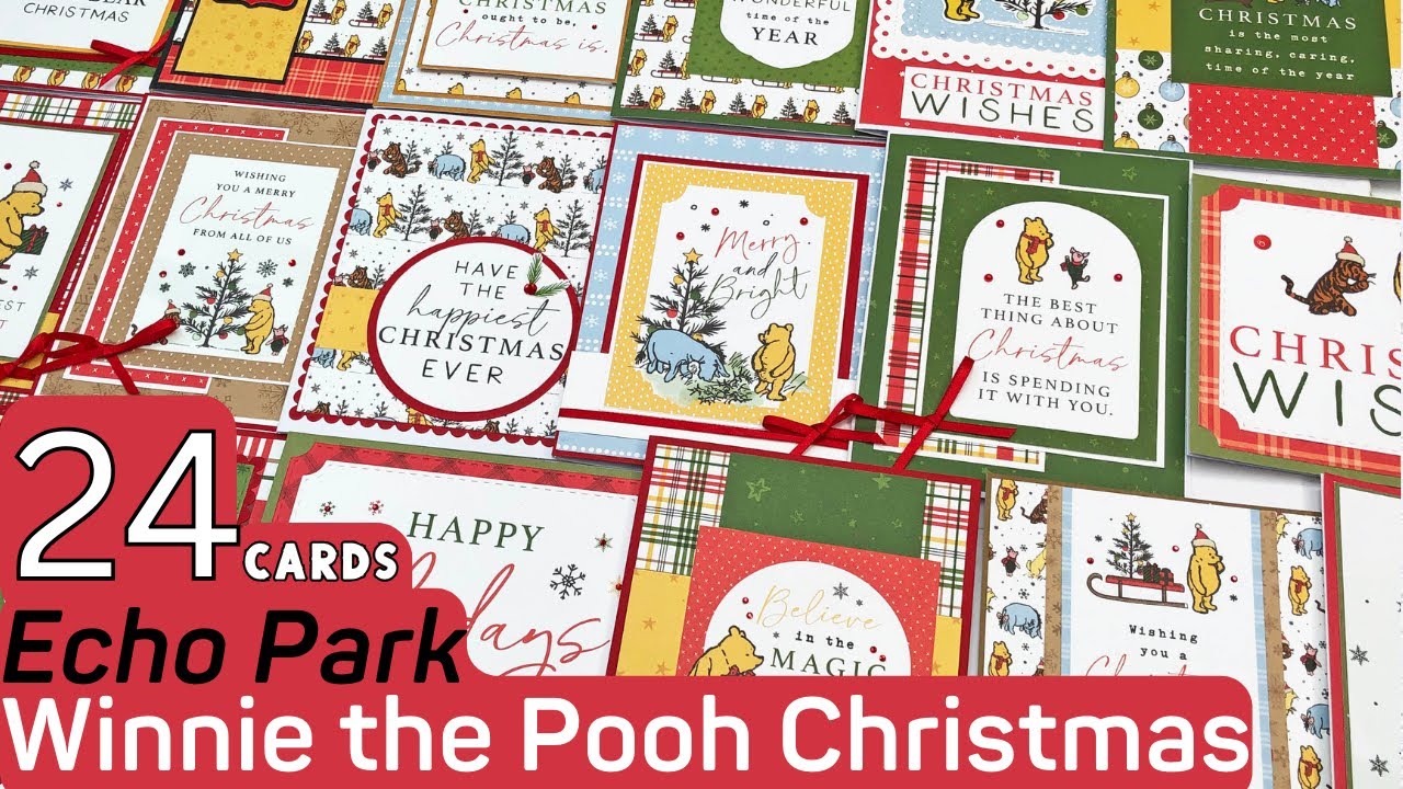 24 Christmas Cards with Echo Park Winnie the Pooh Christmas Collection