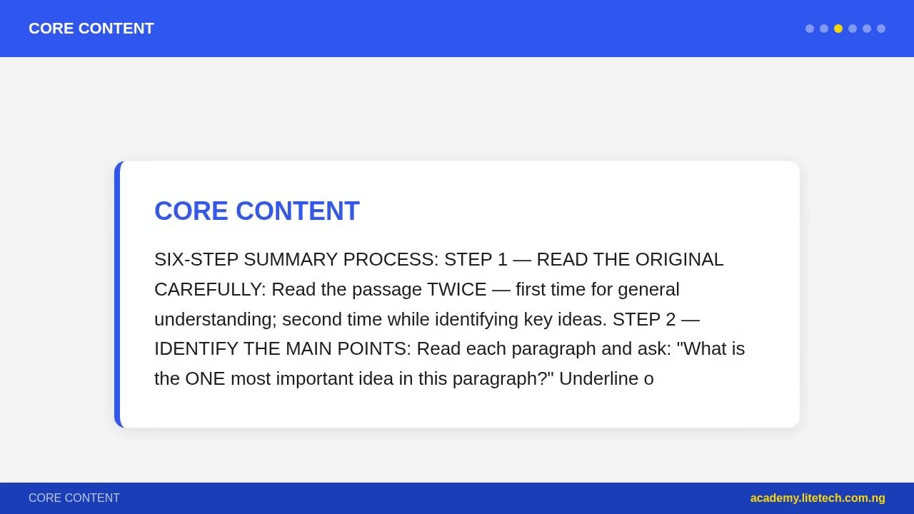 JSS 1 English Language - Summary Writing Techniques | Nigerian Curriculum