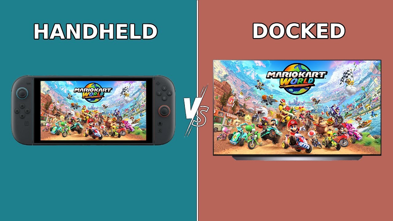 Mario Kart World Visual Comparison | Handheld vs Docked | Nintendo Switch 2
