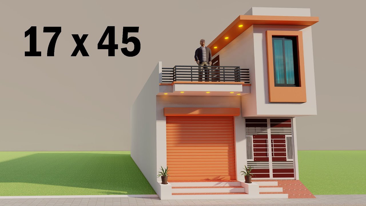 17 by 45 दुकान और मकान का नक्शा,3D 17x45 shop with parking house,kam se kam kharche me makan