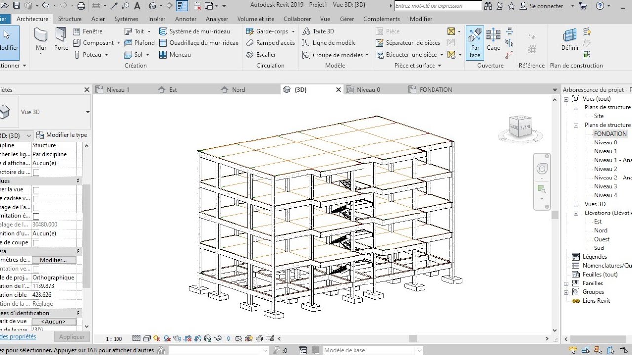 MODÉLISATION DE PLAN DE STRUCTURE SUR REVIT 19
