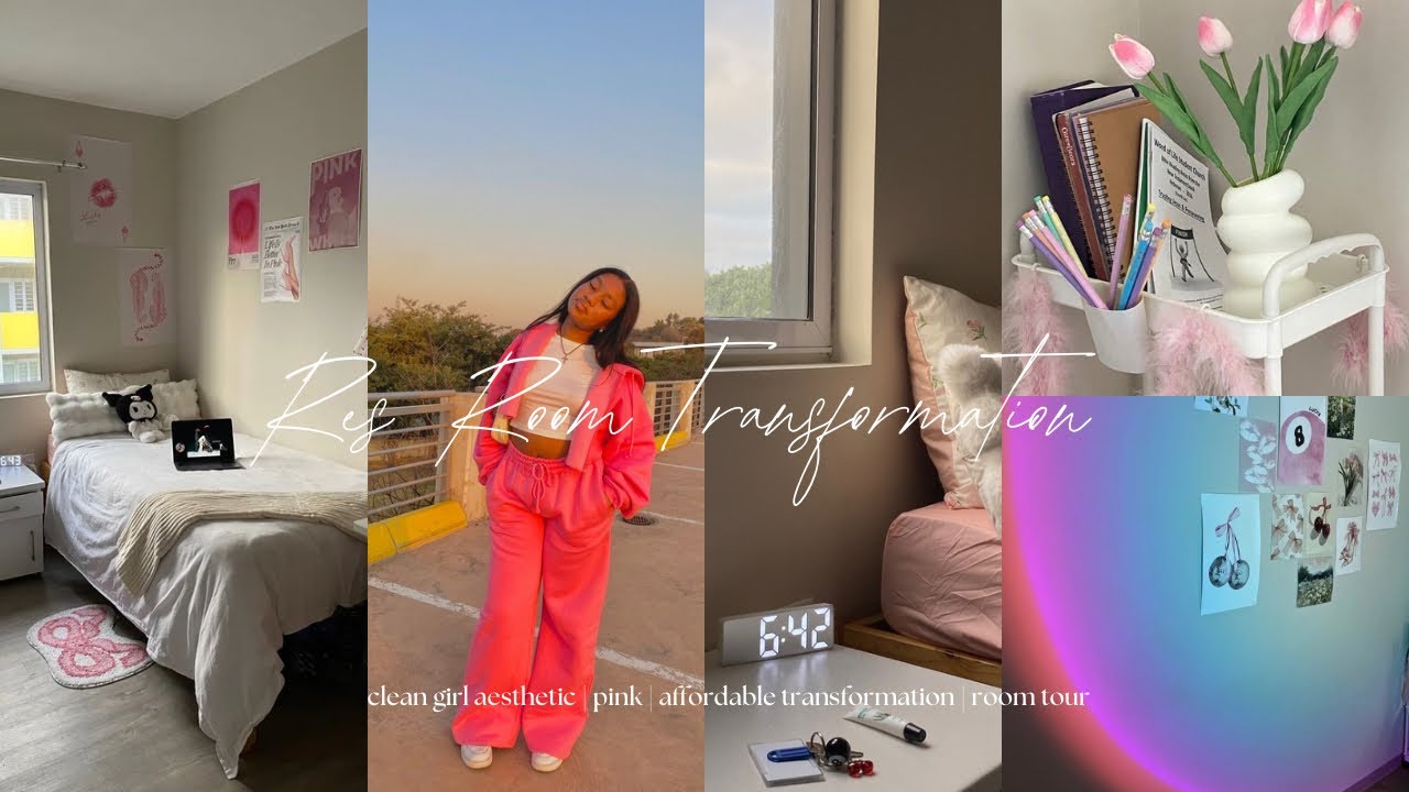Res room transformation|clean girl aesthetic, pink, affordable, room tour etc SOUTH AFRICAN YOUTUBER