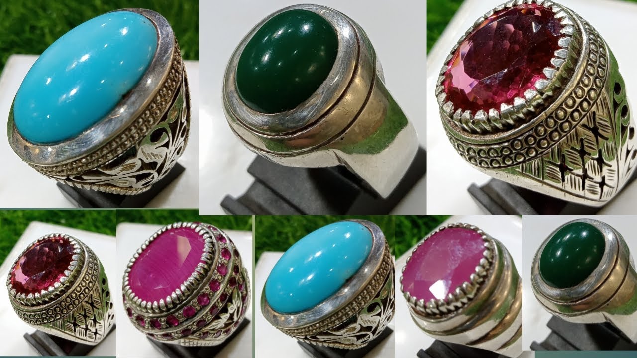 Ali Jandra Aqeeq Firoza Rare Stones in Handmade Rings | Handmade Collection In Silver