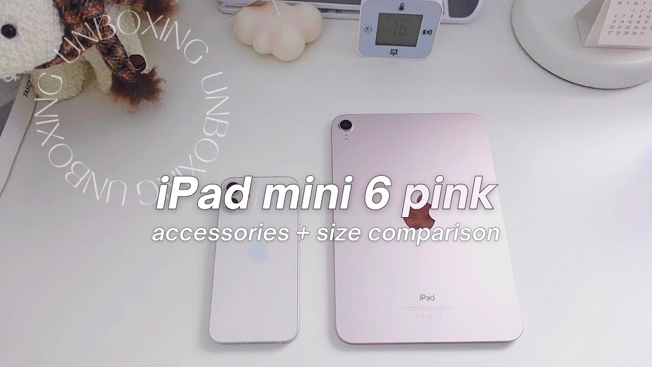 iPad mini 6 pink unboxing | aesthetic asmr | accessories, size comparison with iPad Air