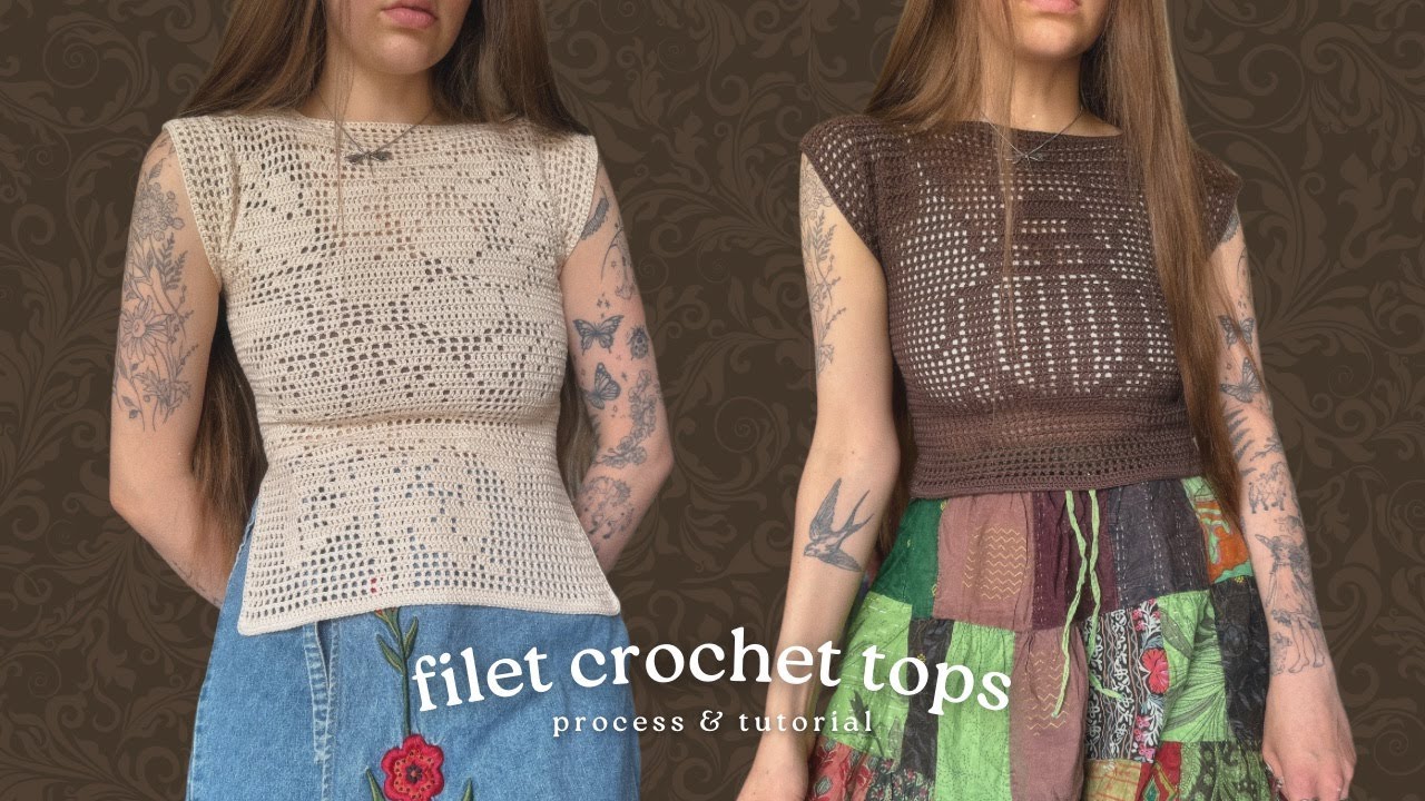 filet crochet tops - process and tutorial for beginners