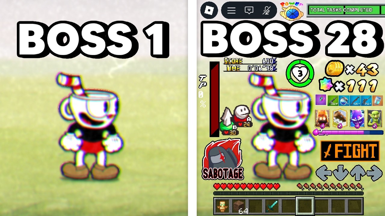 Cuphead, но с каждым побеждённым боссом HUD становится всё хуже...