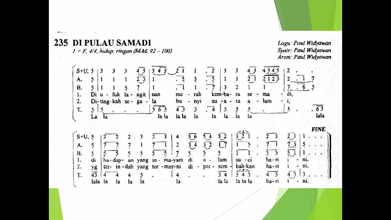 Di Pulau Samadi (MB. 235) - notasi Alto