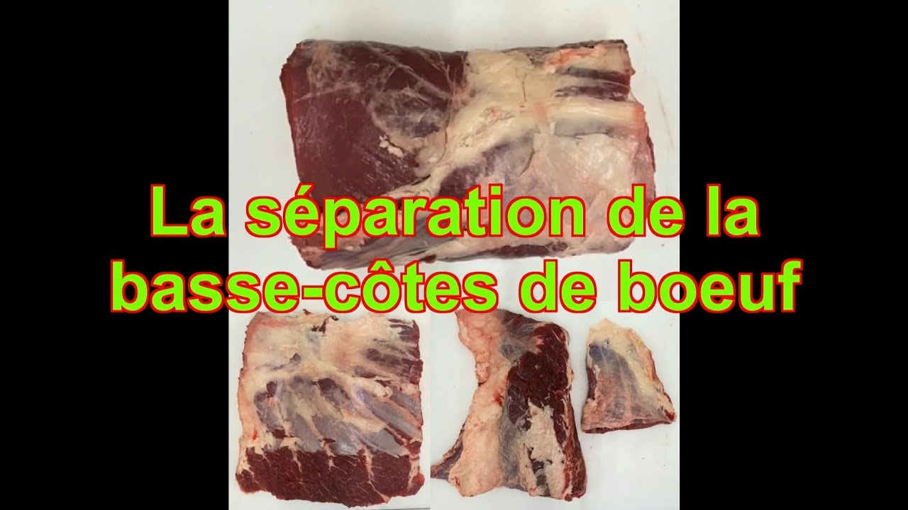 Séparation de la basse-côtes de bœuf en noix d'entrecôtes et persillé