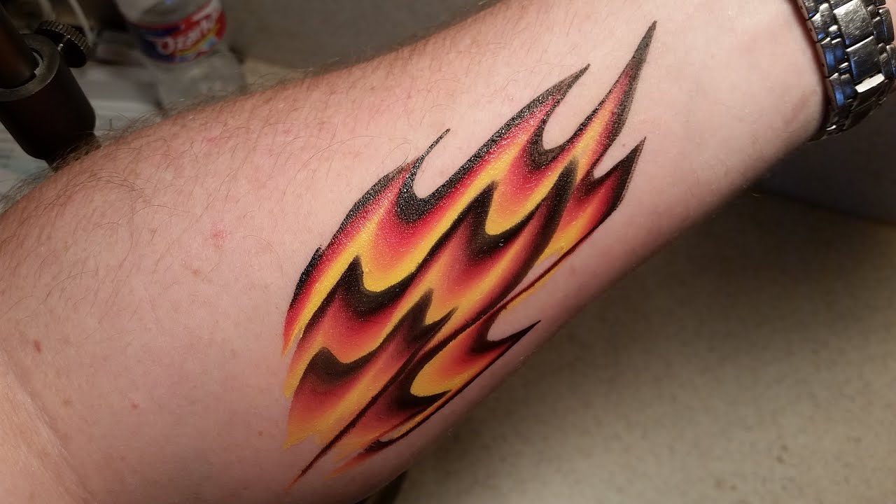 One-Stroke flame design. Arm or face painting Tutorial.