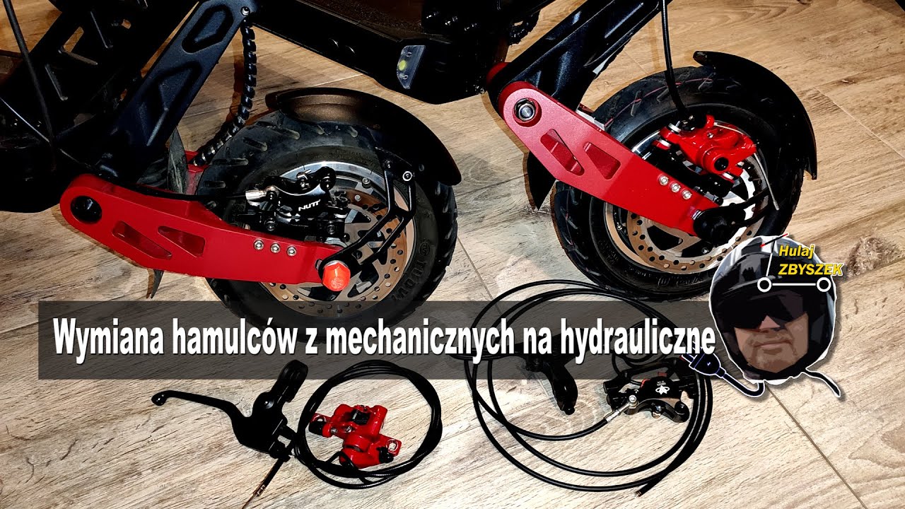 Hulajnoga elektryczna wymiana hamulców z mechanicznych na hydrauliczne.