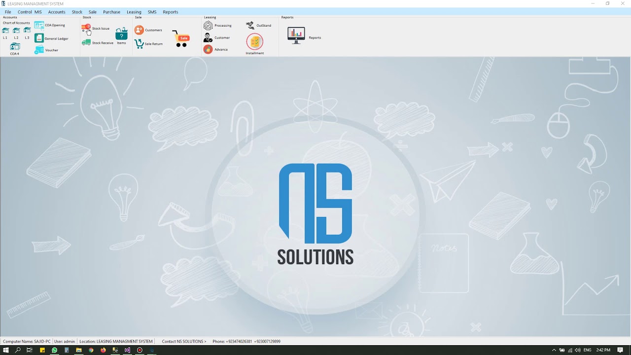 NS SOLUTIONS SOFTWARE DEMO (STOCK FOR LEASING)